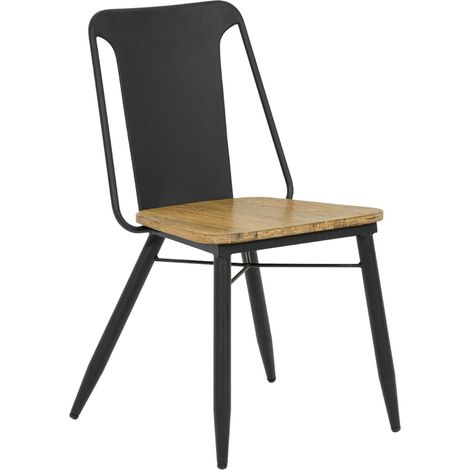 Chaise industrielle bois et métal noir BROOKLYN (1/5)