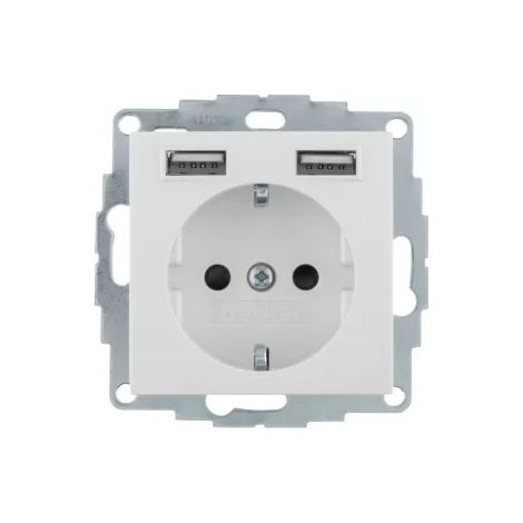 Berker Steckdose SCHUKO/USB, S.1, weiß glänzend 48038982 (1/2)