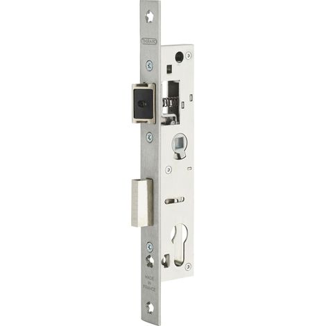 Thirard – Boitier de serrure encastrable à cylindre pour porte métallique – Axe 21mm – Têtière inox à bouts carrés – Verrouillage efficace