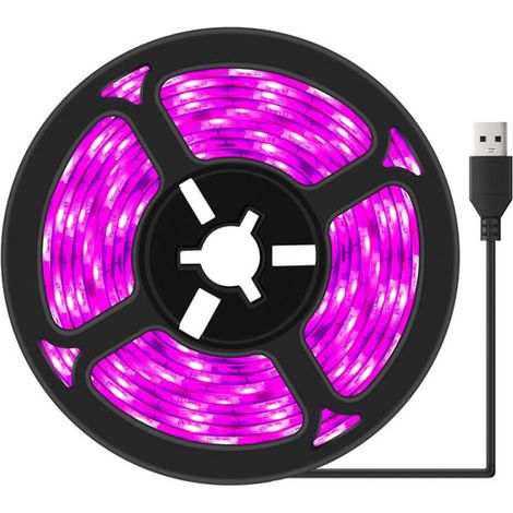 Bande LED flexible UV noire 5V, ruban violet de 5 m avec port USB pour décorations festives d'intérieur et de Noël (1/5)