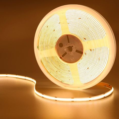 24V 10M COB Ruban LED Blanc Chaud 3000K 384LED/M CRI 93+ Non étanche (1/5)
