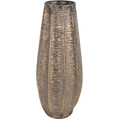 Jarrón de metal dorado 24.5x23x58.5h cm