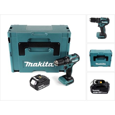 Makita DHP 483 M1J Trapano avvitatore a percussione a batteria 18 V 40 Nm + 1x Batteria 4,0 Ah + Valigetta MAKPAC - senza caricatore
