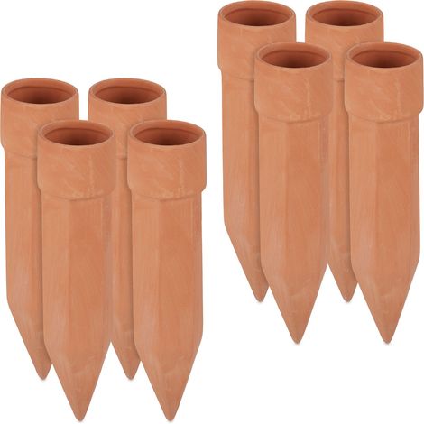 8x Coni Irrigatori per Piante, Irrigazione a Goccia, Bottiglia Innaffiatoio 1,5 L HxD 19x4,5 cm, Terracotta