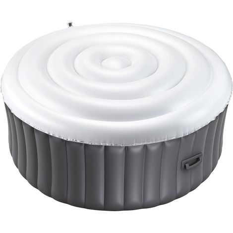 Runde aufblasbare Spa-Abdeckung 165 cm, wetter- und wasserabweisende Spa-Schutzabdeckung, PVC-Thermoabdeckung, einfache Installation, für den Garten im Freien, weiß