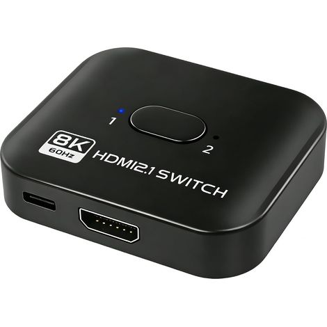 Switch HDMI 8K 60Hz, 4K 120Hz Répartiteur Commutateur 2 Entrées 1 Sortie, Splitter HDMI 2.1 Bi-Direction, Compatible avec PS5 PS4 Xbox Lecteur Blu-Ray PC (1/5)