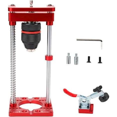 Support de Perceuse à Colonne, Guide de Perage Portable Localisateur de Charnière de Support de Perage Support de Perceuse à Main avec Mandrin à clé échelle Réglable pour Perceuse (1/5)