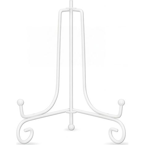 Lot de 2 Blanche Métal chevalets Porte Assiette Présentoirs Décoratifs en pour Photo, Cadres pour Image, Livres de Cuisine, Assiettes décoratives, Tableaux et pièces d’Art,6 Pouces (1/5)