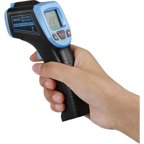 Pistolet thermomètre infrarouge, pistolet de température numérique sans contact -50 °C à 1112 °F (-50 °C à 600 °C) avec écran LCD, bleu (1/5)