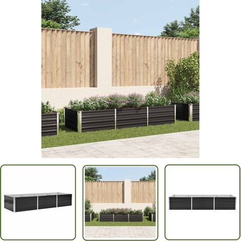 The Living Store Lit surélevé de jardin Anthracite 240x80x45 cm Acier galvanisé - Jardinière - Pot De Fleurs Extérieur - Bac À Plantation - Jardin Vertical - Décoration Jardin (1/5)