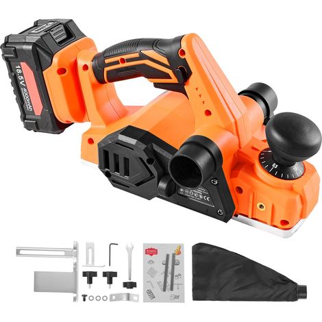 Raboteuse électrique sans fil 82 mm, 15000 tr/min, batterie lithium 18V 4Ah, moteur sans balais, profondeur réglable, sac de poussière, pour menuiserie (1/5)