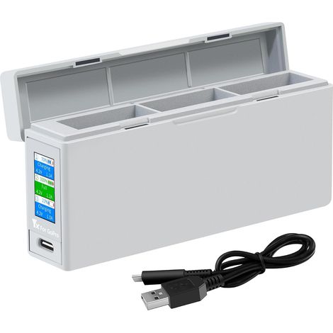 LCD Chargeur de Batterie pour HERO12 11 10 9,Three Battery Charger for Enduro Batteries Accessoire (1/5)