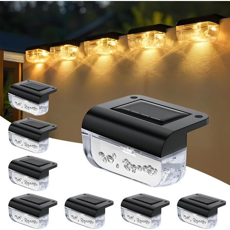 Lampe Solaire pour Jardin Extérieur, 4 Pièces IP65 Imperméable à L'eau LED Lampe Solaire,2 Modes,Applique Extérieure Clôture Lumière pour Clôture,pour Jardin,Cour (1/5)