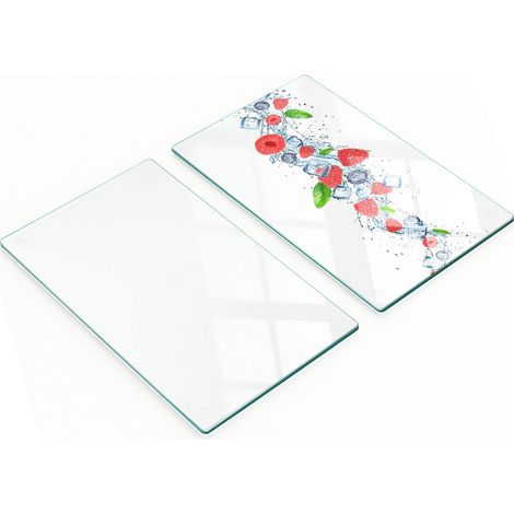 Bandejas de cristal para servir aperitivos con diseño de frutos del bosque y helado, 2x30x52 cm. (1/5)