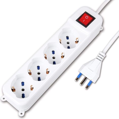 TEMPO DI SALDI Ciabatta Multipresa Elettrica Con 4 Posti Schuko Con Interruttore Per Accensione