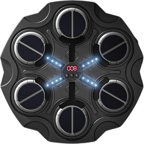 Machine de boxe musicale intelligente, sac de frappe interactif mural pour l'entraînement à domicile, équipement de fitness multi-vitesses pour adultes et adolescents (noir) (1/5)