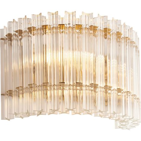 Merano Alderley Applique murale en laiton vieilli brossé et verre transparent 2 x 7 W LED E14 (1/5)