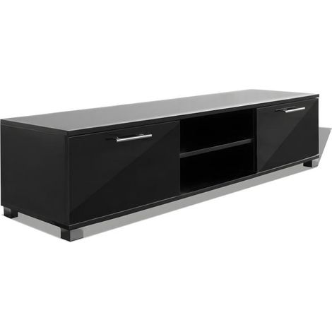 Meuble télé buffet tv télévision design pratique noir brillant 120 cm (1/4)