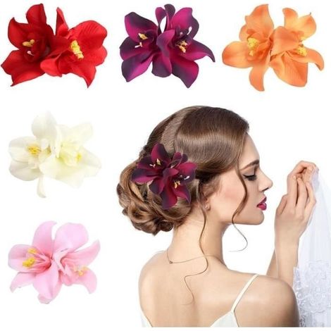 (Colored and varie)Pliers to Hair - Flower - Hawaienne - Non-slip - Colored - 5 Parts (1/4)