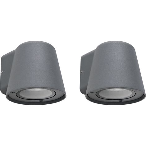 Cone - 2 Apliques de Pared Exterior de 1 Foco GU10 con IP44 de Color Negro (1/5)
