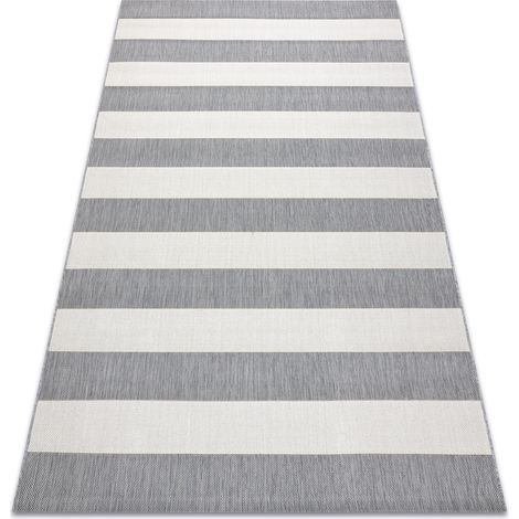 Teppich FLAT 48644/637 SISAL - Streifen white 160x230 cm
