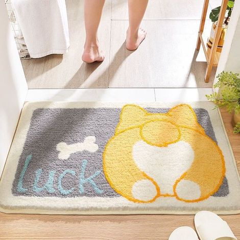 Tappetini da bagno antiscivolo e assorbenti, lavabili in lavatrice, tappetino da bagno morbido in peluche, tappetino doccia ad asciugatura rapida con retro in gomma antiscivolo, k (1/2)