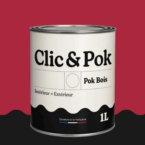 Peinture Bois Extérieur – POK BOIS - 1L - RAL 3027 - Rouge framboise- Résistante aux intempéries - Ne s'écaille pas