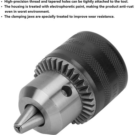 Mandrin de perceuse à clé 1.5-13 mm B16 adaptateur kit fraisage acier inoxydable avec clé 2 pièces (1/5)