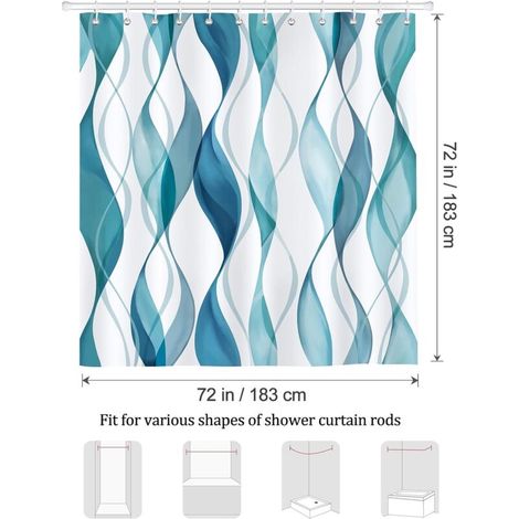 Cortina de ducha moderna abstracta con rayas geométricas CSPARKV, tejido de poliéster lavable e impermeable antimoho, cortina de baño de 180 x 180 cm con 12 ganchos para bañera. (1/3)