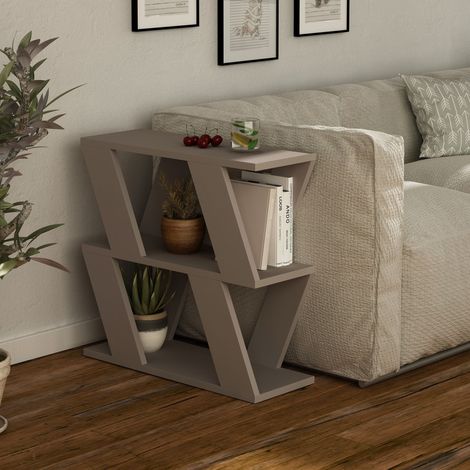 Decortie Lazena Modern Side End Coffee Table Mocha Grey Multipurpose  H 55.4cm 3 Tier