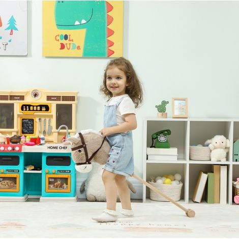 Cheval à bascule enfant 95x25x27 cm en polyester gris avec son, pour jouer dedans – MEUBLIV (1/5)