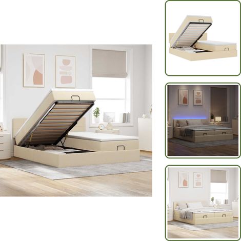 Matelas à ressorts ensachés - VidaXL Cadre de lit ottoman avec matelas crème 160x200 cm tissu - Surmatelas (1/5)
