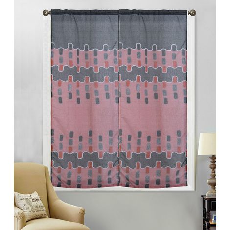 Paire de vitrages au style géométrique Beige 60 x 160 cm