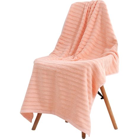 3 drap de bain coton, 70 x 140 cm, épais et absorbant, motif côtelé, ourlet double couture (1/5)