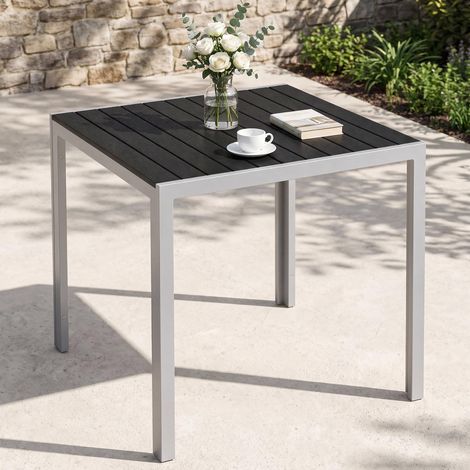 Table de Jardin résistante aux intempéries, 75 x 75 cm, Table de Salle à Manger d'extérieur, Table de Balcon WPC, Cadre en Aluminium, Meubles de Jardin résistants aux intempéries, Table de (1/5)