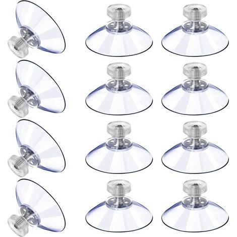 Lot de 12 ventouses en PVC transparent – Charge maximale élevée – Fixation sur surfaces lisses – Écrous métalliques inclus - 40M5-10 (1/4)
