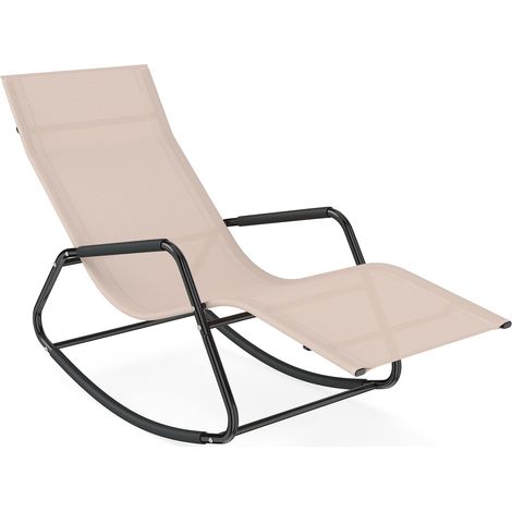 COSTWAY Sedia A Dondolo Da Esterno Lettino Prendisole Sdraio A Dondolo Poltrona Chaise Longue Ergonomico Sostegno Traspirante Costruzione Resistente Braccioli (1/5)