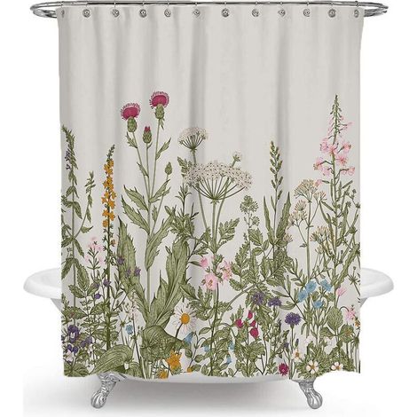 Rideau de douche imperméable à fleurs colorées, rideau de bain séparé 150 x 180 cm (1/5)