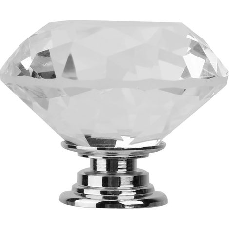 1 bouton de tiroir/poignée de placard en verre cristal en forme de diamant (701 A-40 transparent) (1/5)