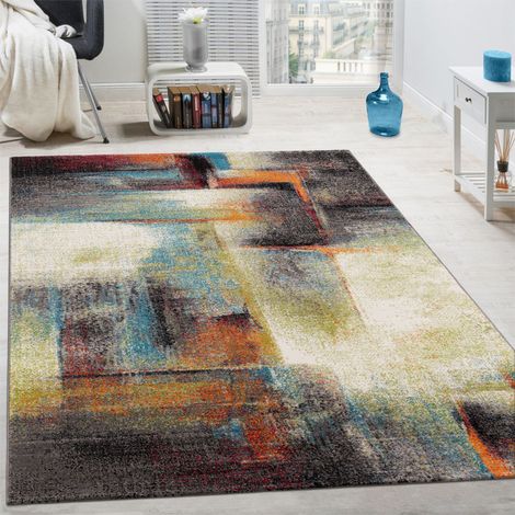 Paco Home Designer Teppich Modern Kurzflor Wohnzimmer Bunt Trendig Meliert Multicolour 120x170 cm