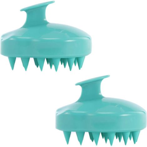 silicone cheveux Massager Scalp Shampooing brosse Soin des cheveux Brosse - Vert (2pcs), (1/5)