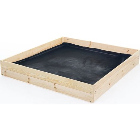 Caja para huerto - caja de cultivo - 120x120x18 cm - madera - con tela de tierra (1/5)