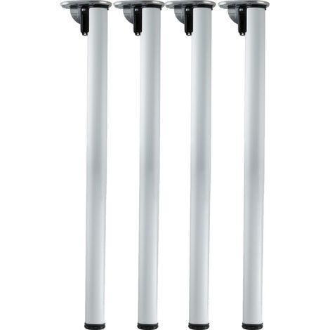 camar Tischbein Click klappbar, Tischbein höhenverstellbar, Länge 705-735mm, rund, Aluminium silber gerillt 4 Stück