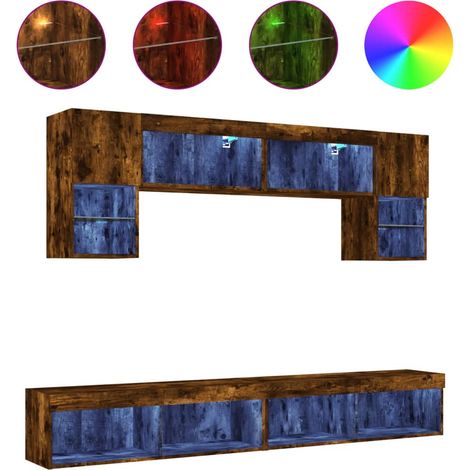 Maison Exclusive - 6-tlg. Wohnwand mit LED-Beleuchtung Räuchereic