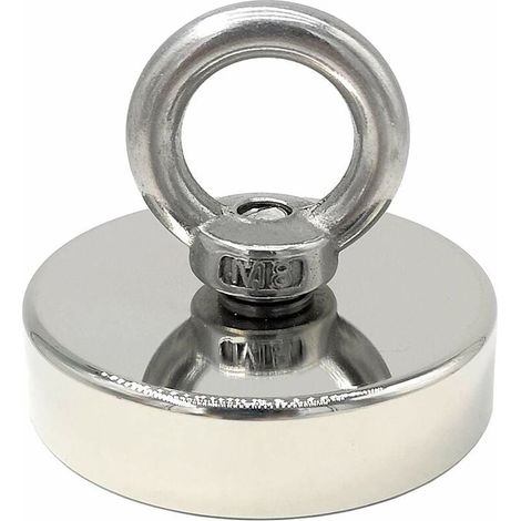 aimant néodyme 140 kg force diamètre 60 mm, aimants avec anneaux de levage puissant pour l'industrie et la science, pêche magnétique (1/5)
