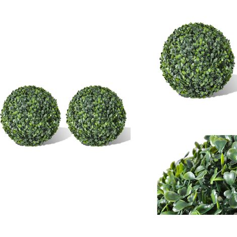 Plante artificielle 2 pcs 35 cm - Buisson Artificiel - Plante Artificielle - Déco Jardin - Boule De Buis - Verdure Artificielle (1/3)