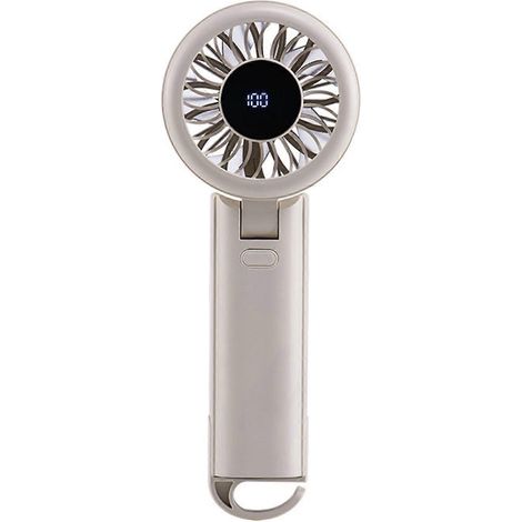 HONORNIC - Ventilateur de poche rafraîchissant, petit ventilateur de bureau, ventilateur portable, silencieux, 100 vitesses réglables, texture plastique, idéal pour les enfants, couleur blanc cassé (1/5)