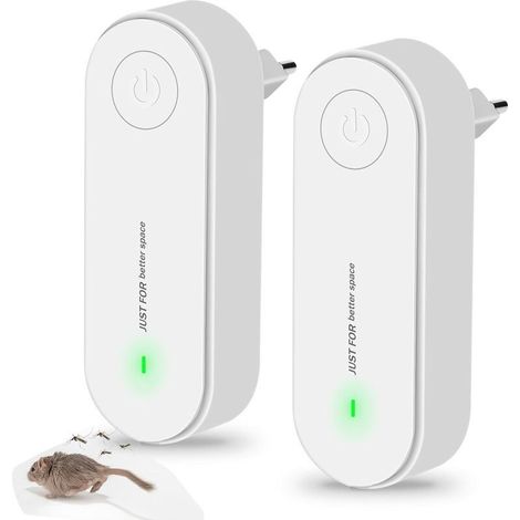 Ultrasonic Mouse Repeller, Ultrasonic Insect Repellent, Pest Repeller, Ultrasonic Mosquito Repellent, Mouse and Rat with LED Night Light, Anti-Cockroaches, Anti-Mouse, Anti-Rat - 100% Safe (2 Pack, Wh (1/4)