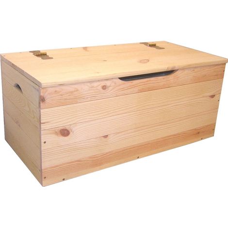 Cassapanca in legno di abete naturale levigato cm 75x35x33h baule rettangolare (1/3)