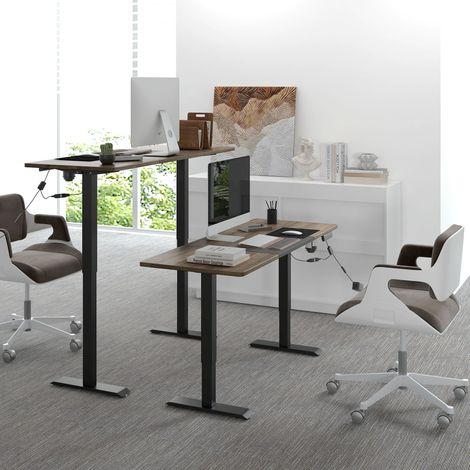 Bureau électrique assis-debout 140 x 70 cm avec 4 mémoires et protections intégrées - finition noire - Robuste